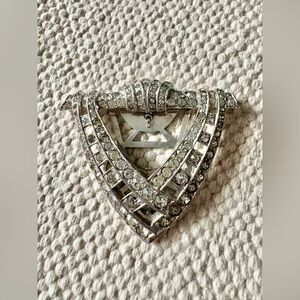 Vintage Art Deco Elisha Phinney 1932 Rhinestone Hinged Fur Dress Clip Brooch